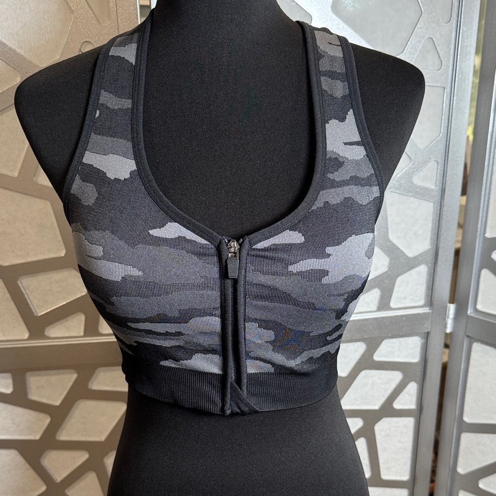 Avia Camouflage Zip-Front Sports Bra